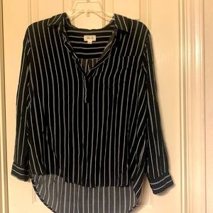 Black dress shirt with white stripes